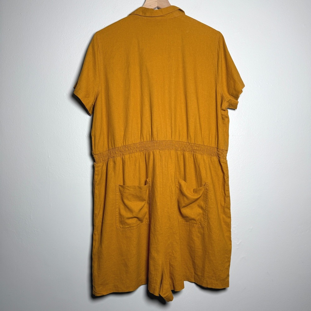 Universal Thread NEW Womens Romper XXL Yellow Buttons Linen Utility Minimalist - Picture 2 of 12